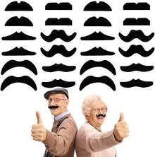 24 Pieces Self Adhesive Mustaches,Novelty Beard,Black Mustache Costume Party Supplies,Halloween,Performance,Masquerade Accessories - 1 - View 8