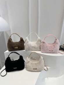 1个拉链封口极简设计纯色可爱云朵造型手提包，韩式个性化可调节肩带斜挎包，适合日常使用，高性价比包包，透气性好，适合青少年购物、通勤、日常使用，是送礼佳品。 - 百搭手提包 - 查看 1