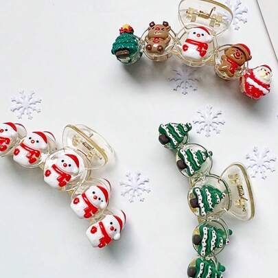 1 pièce Pince à cheveux boîte-cadeau de Noël, pince à cheveux de dessin animé de vacances, pince à cheveux Père Noël et renne de 10 cm, accessoires de cheveux décoratifs pour fête et cadeau de vacances