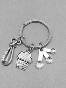 1pc Unisex Mini Baking Tool Keychain, Cute Kitchen Utensil Pendant For Wallet, Handbag, Car Keys Christmas Gift Bag Charms Car Teacher Friend Sister Gift Ideas - Silver - View 3