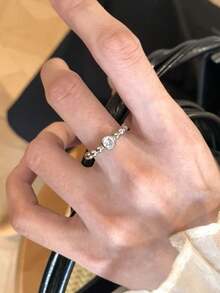 1枚不锈钢复古泡泡水晶戒指，独特复古精致戒指，散发优雅气息 - 泡泡戒指 - 查看 2