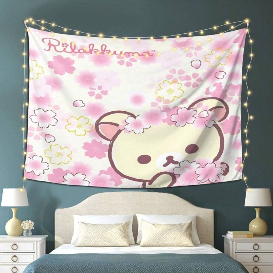 1pc Rilakkuma Idea Tapestry, Colorful Thick Textured Wall Hanging For Living Room, Bedroom, Office & Party Decor – No Power Needed, Perfect Gift, Stylish Room Accent With Luxurious Feel - Nhiều màu - Xem 1