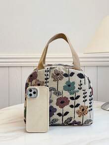 Lancheira portátil, marmita térmica, bolsa bento, bolsa térmica para jantar, bolsa térmica grossa e fofa para frutas e lancheira, ideal para estudantes, lancheira rosa com estampa de leopardo e floral, lancheira térmica, bolsa térmica para almoço, item essencial para viagens com grande capacidade, para homens e mulheres. - Multicolorido - Ver 2