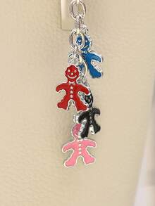 1pc Cute Figurine Keychain In Pink, Black, Blue, Red - Fashionable Personalized Bag Pendant - Multicolor - View 3