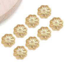 10/50 件真 18K 镀金花丝金色花形珠子端盖 漂亮花丝金色珠子端盖 适用于工艺品 DIY 珠宝制作用品 - 金色 - 查看 15