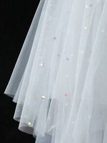 قطعة واحدة من إكسسوارات فستان حفلة البنات، الحجاب والزهرة للرأس لإكسسوارات العروس والخادمات، حجاب أبيض لامع