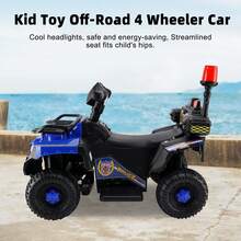 Christmas Gift 6V Dual Motor Kids Ride-On ATV Car, Electric 4 Wheeler With Flashing Headlights & Sound Effects, Perfect For 1-8 Year Olds, Indoor & Outdoor Fun - 藍色 - 查看 2