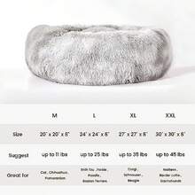 Calming Soft Round Dog & Cat Bed, Anti-Anxiety Donut Cuddler Warming Cozy Fluffy Faux Fur Plush Cushion Bed For Small Medium Pets (20"/24"/27"/30"), Light Grey - Trắng Xám - Xem 2