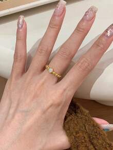 1枚不锈钢复古泡泡水晶戒指，独特复古精致戒指，散发优雅气息 - 泡泡戒指 - 查看 4