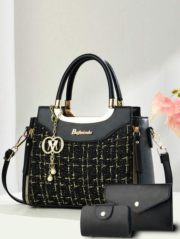 3pcs/Set Women Versatile Handbag, Personalized Fashion Bag Set Including Tote Bag, Crossbody Bag, Shoulder Bag