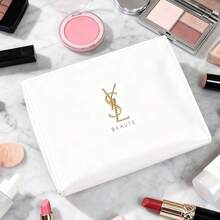 Yves Saint Laurent Women's Makeup Bag/Organizer Pouch, Made Of White/Red Leather, Large Capacity, Convenient To Carry, Minimalist & Elegant. Suitable For Daily Use, Travel, School, Shopping, Work And Other Occasions. Variety Of Styles. Can Be Given As A Gift To Friends Or Family, Also Suitable As A Holiday Or Anniversary Gift.