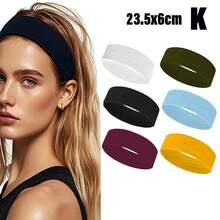 6pcs Women's Multi-Color Solid Color Sports Sweat-Absorption Headband, Running Fitness Hair Band For Protecting Forehead Casual Yoga Headband Pack Set For Women Men In Black White Grey Brown Sport Headband Pack For Women Men Athletic Hairband In Black White Grey Brown Navy Blue
