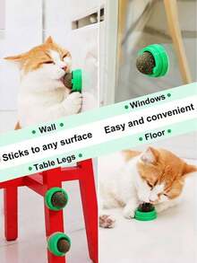 1pc Catnip Ball With RotatingFeature For Grinding Teeth AndCleaning,Catnip Ball WallSticking Crab Cat Toy, SuitableFor Pet Cats To Play And RelieveBoredom Cat Chew Toy WithDigestion Promoting AgentCatnip Ball, Adhesive Cat ToyTeeth Grinding Stick, PetProduct Green Color - Multicolor - View 9