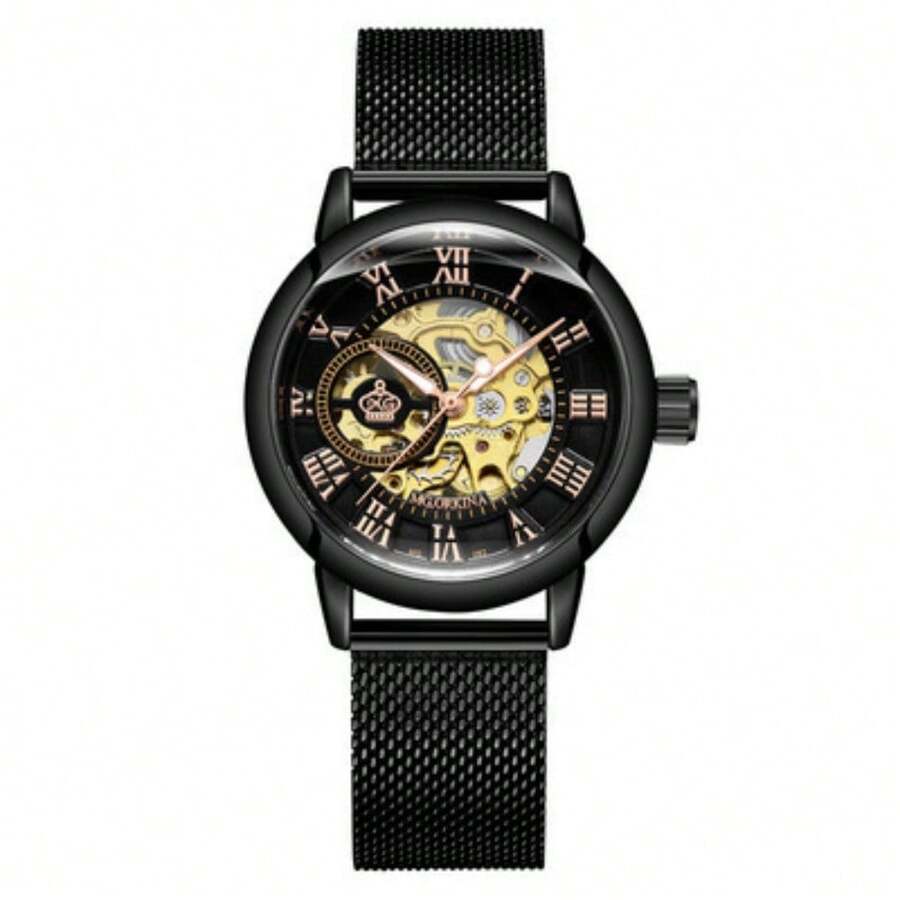 Women Quartz Watches - Black Shell Mesh Belt - View 1