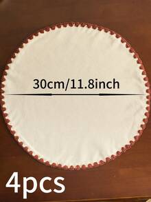 1/4/6/12 件白色刺绣圆形餐垫，日式简约风格，适用于家庭厨房、餐桌装饰，可水洗和重复使用，非常适合节日、派对、生日、婚礼、晚宴