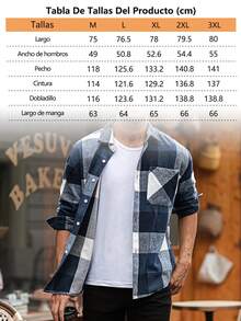 Chaqueta Camisa De Pana Hombre,Camisa Cuadros Hombre de Manga larga Solapa Casual y Versátil , con bolsillo utilitario, para otoño e invierno - Azul oscuro - Ver 9