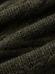 FOR BEAUTY 秋冬新款圆领扭结印花长袖针织衫，女士宽松苔藓绿简约通勤风套头衫，休闲舒适保暖上衣，新年 - 墨綠色 - 查看 9