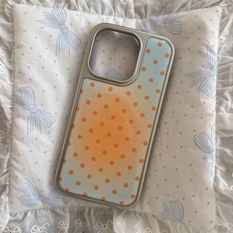 Silver Rim Epoxy Blue & Orange Bubble Water Ripple Creative Art Design Phone Case Compatible With Apple 17 Pro Max/ 16 Pro Max/15 Pro Max/14 Pro/13 Pro, Suitable For Men And Women