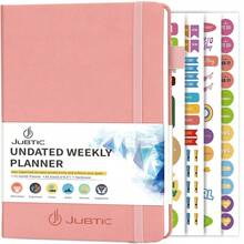 Jubtic Planner Pro Non-Dated Weekly Monthly Agenda Planner - A5 Appointment Book - Pink - View 3