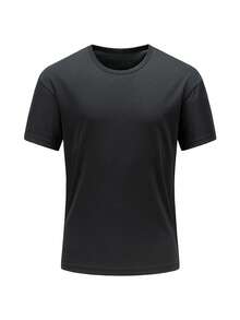 Customize Personalized Men's Athletic T-Shirts. Breathable, Comfortable, And Casual. Add Text And Photos (Like Emblem Designs, Couple Photos, Family Portraits, Selfies, Or Pet Pictures) To Create Your Own Custom Printed T-Shirt. The Perfect Gift For Your Boyfriend. Custom T-Shirt. - Black - View 3