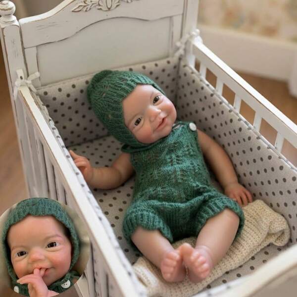 13 Inch Whole Body Silicone Boy Can Open Mouth Lifelike Big Eyes Bathable Reborn Baby Doll For Kids' Birthday Present(CD)(Anatomically Accurate)