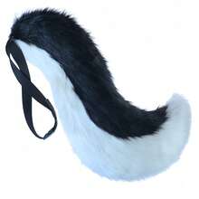 Halloween Simulation Lifelike Cosplay Costumes And Props, White, Black And Gray Simulation Animal Tail Accessories Wolf Tail, Suitable For Comic Exhibition Parties, Halloween Parties, Christmas Dress-Up - 黑與白 - 查看 4