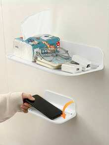 1 Stück faltbares wandmontiertes Kunststoff Schweberegal, ohne Bohren erforderlich, Handtuch- & Kleideraufbewahrung für Badezimmer, geeignet für Zuhause, Wohnzimmer, Büro Dekoration