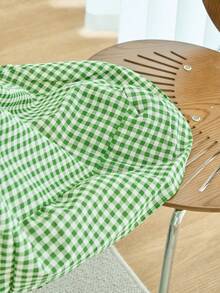 1pc Green Plaid Round Table Decor Cloth, Vintage American Style With Ruffle Edge, Kitchen/Living Room Decor, Valentine's Day Dining Table Cloth - Green - View 5