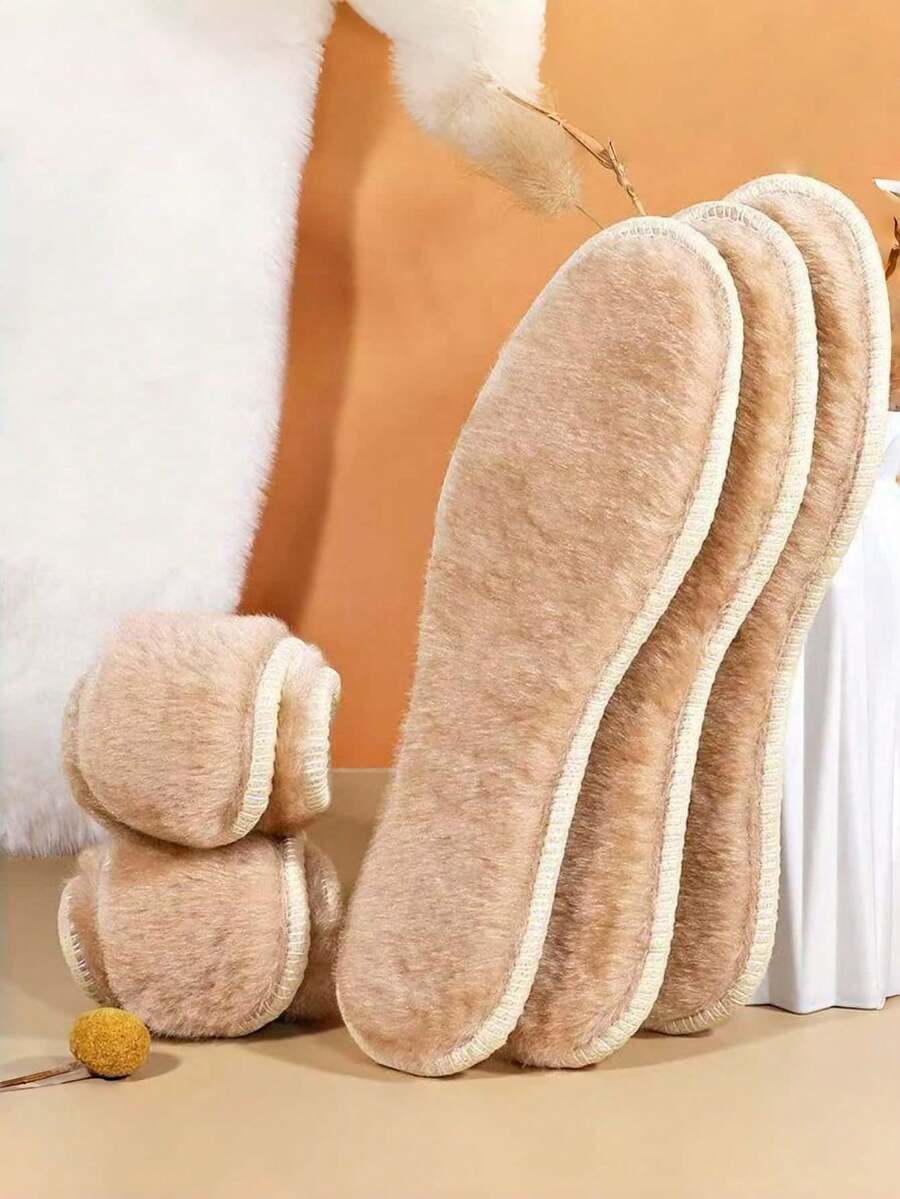 1 par de plantillas cálidas, plantillas de fieltro gruesas, transpirables y absorbentes con forro polar anti-olor para hombres en invierno