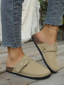 Women's Thermal Lined Slip-On Round Toe Flat Slippers, House Shoes