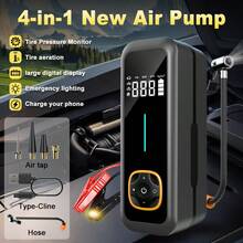 S&D Bomba de aire portátil para coche, inflador de neumáticos, compresor digital inalámbrico para neumáticos de automóvil, motocicleta, bicicleta y balones - Inalámbrico - Ver 6
