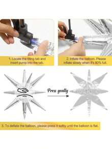 8 قطع من مجموعة بالونات الألمنيوم المرآة الفضية ذات الطراز البارز والجذاب. تتكون السطح من كتل مرآة مجمعة على شكل كرات ديسكو وأنماط نجمية، مما يعطي لونًا فضيًا ساطعًا. لها أشكال مختلفة مثل الكرات الدائرية الكلاسيكية والنجوم المخصصة، مما يجعلها مناسبة لمناسبات الأعياد والحفلات، وإضافة جو فرح ساطع ودينامي إلى موقع الحدث.