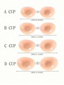 1pc Women's Solid Color Silicone Adhesive Bra, Thinly Padded Push-Up Nipple Covers Suitable For Everyday Use - GJXT-B - 查看 4