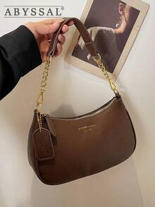 Novachic,1pc Retro Minimalist Hook Decor Adjustable Shoulder Strap Crescent Shape Bag, Suitable For Date, Outing, Party - Brown Messenger Bag 1PC - View 8