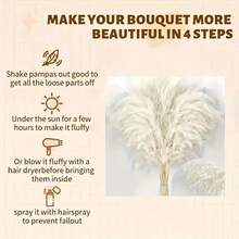 10/20/30/40支人造白色芦苇，奢华迷你香蒲干花，逼真家居及桌面花瓶装饰，完美适用于婚礼、波西米亚风派对、秋季花束、情人节、DIY手工，无羽毛，无需电源 - 白色 - 查看 8