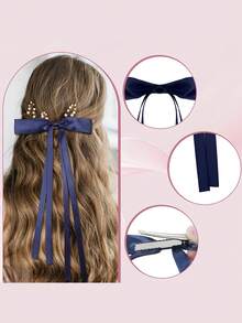 16pcs/8pcs Girls Bowknot Hair Clips, Ribbon Tail Bow Hair Clips, Solid Color Hair Accessories - Multicolor - View 6