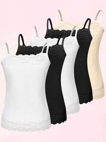 5 件/包 女士蕾丝花边吊带背心 背心 内衣 无袖吊带背心 - 彩色 - 查看 2