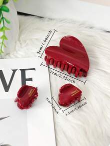 3 peças de grampos de cabelo em formato de coração, acessórios delicados para cabelos femininos adequados para cabelos grossos e finos, ótimo presente de aniversário e casamento, grampos de garra da moda, bolsa de cabelo de inverno