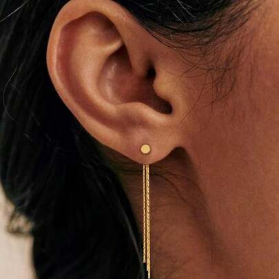 1 par de pendientes de cadena geométrica con borlas suaves y versátiles para mujer, para uso diario