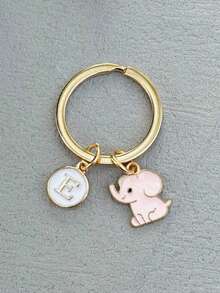 Personalized Elephant Keychain Gift For Boys - Pink and White - View 11