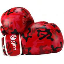 GIM Guantes de Box de Piel Sintética Muñequeras con Cierre de Contacto Boxea con  Alta Resistencia - Camuflaje Rojo/Negro - Ver 13