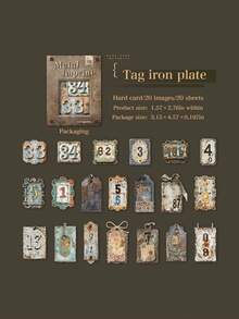 20张/包 复古数字日期压纹贴纸，适用于剪贴簿、DIY手工、相册装饰 剪贴簿用品 文具 - 彩色 - 查看 15