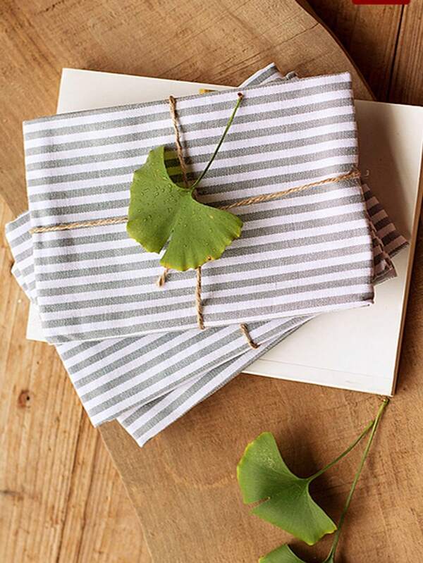 1/2/6 piezas Servilletas a rayas de color gris claro, adecuadas para bodas, Día de San Valentín y decoración del hogar