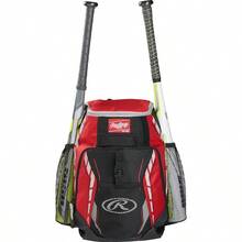 Rawlings R400 Baseball And Softball Backpack Equipment Bag TBall Rec Travel Multiple Colors - Scarlet - View 1