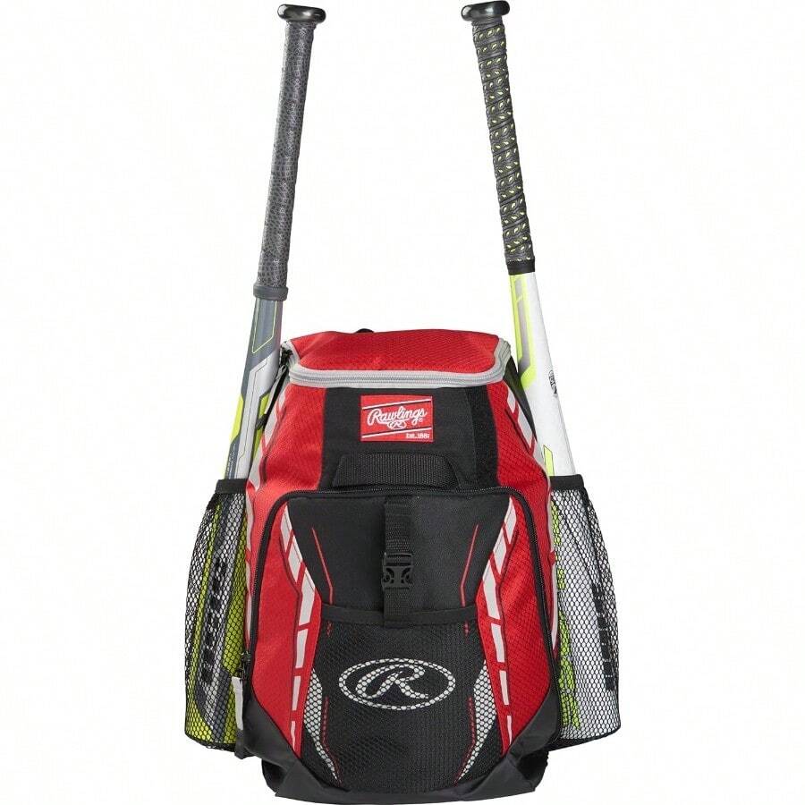 Rawlings R400 Baseball And Softball Backpack Equipment Bag TBall Rec Travel Multiple Colors - Scarlet - View 1