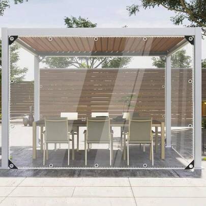 Thickened Transparent Waterproof Tarp, Clear Tarp, Clear Vinyl Tarp With Grommets, With Grommets And Reinforced Edges, Suitable For Greenhouses, Patios, Gardens, Porches, Gazebos, And More. Outdoors