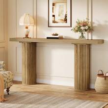 LITTLE TREE 160 Cm Extra Long Console Table, Rectangular Foyer Table, Wooden Sofa Table Behind Couch, Farmhouse Wooden Entrance Table For Living Room, Hallway, Entrance - Brown - View 9