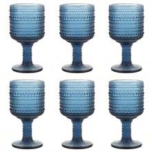 6pcs Vintage Stemmed Wine Glasses 10 OZ, Hobnail Glass Goblets, Colored Drinking Glasses For Dining Table, Party, Bar - trong suốt - Xem 1