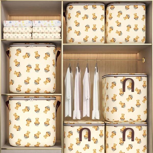 TEDDYISLAND 1Pc 100L, 140L, 180L Capacity Teddy Bear Outdoor Travel Storage Bag, Foldable Non-Woven Fabric Storage Bag For Clothes And Blankets, Bedroom Wardrobe Storage Box, Toy Storage And Organizing Bag, Travel Essentials, Travel Accessories