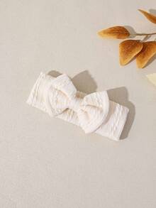 1pc Autumn/Winter New Jacquard Striped Fabric Baby Headband, Cute Solid Bow Infant Headwear, Fashionable Princess Baby Hair Accessories